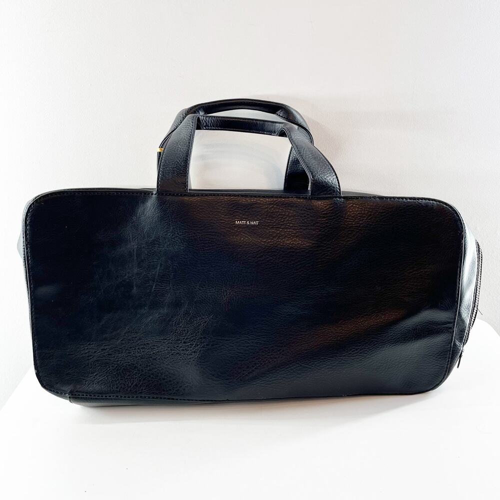 Matt & Nat Vegan Leather Zip Around Travel Weekender Duffel Bag Black
